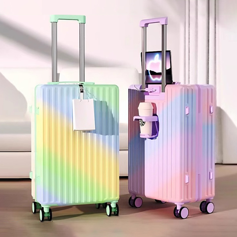 Luggage Female 24 inch with USB Cup Holder Large Capacity Durable Trolley Suitcases on Wheels Password Cabin Travel Suitcase
