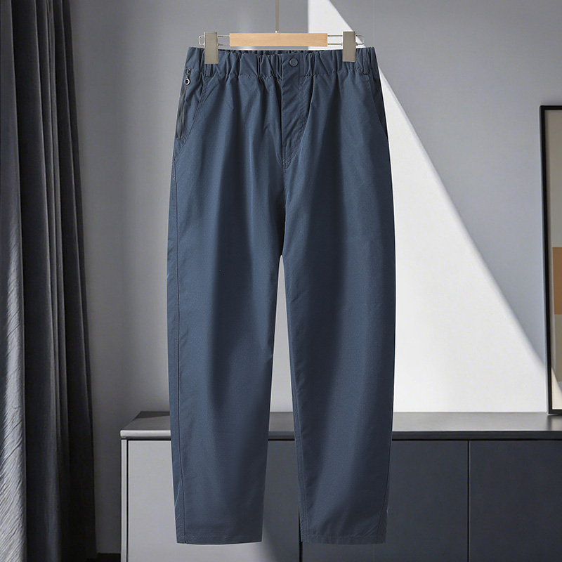 無地ジッパーポケット作業服パンツメンズルーズ防水ハイキングカーゴパンツ春夏ストレート快適なズボン