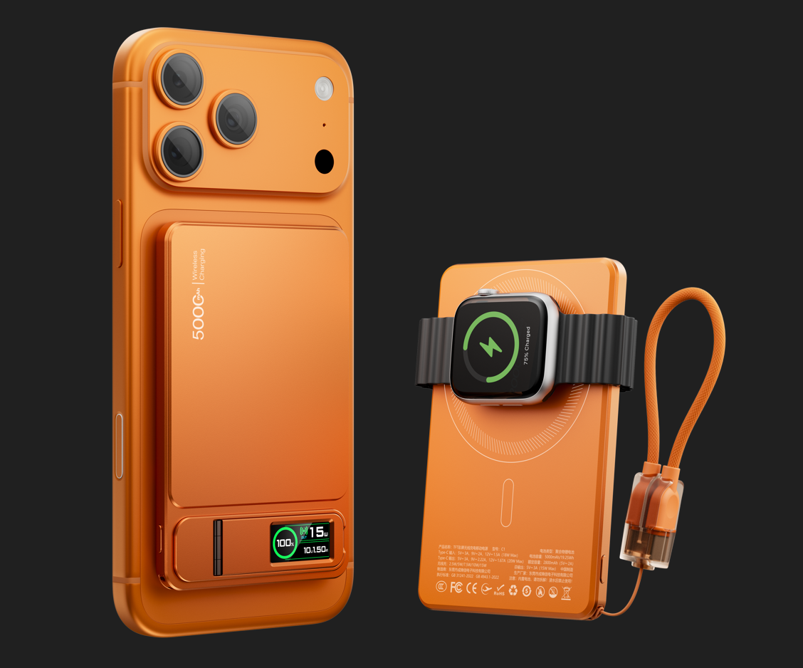 CCC 10000mAh スリムオリジナルパワーバンク MagSafe 用、磁気ワイヤレス 20 ワット高速充電ポータブルバッテリー iPhone 12-17 iWatch 用