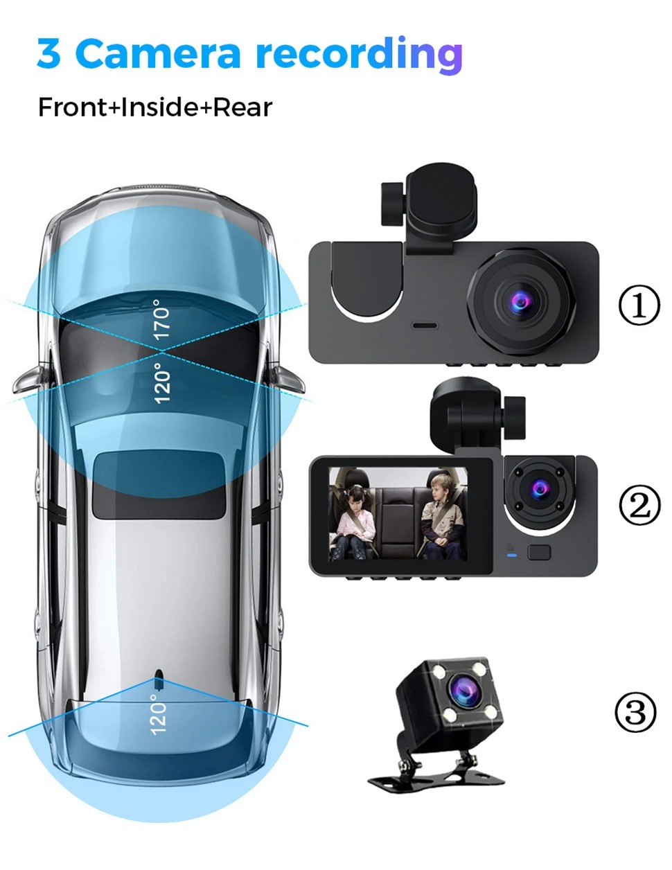 車用ダッシュカム カメラ HD 1080P ビデオレコーダー ダッシュカム DVR ブラックボックス デュアルレンズ DVR 車両用リアビューカメラ付き