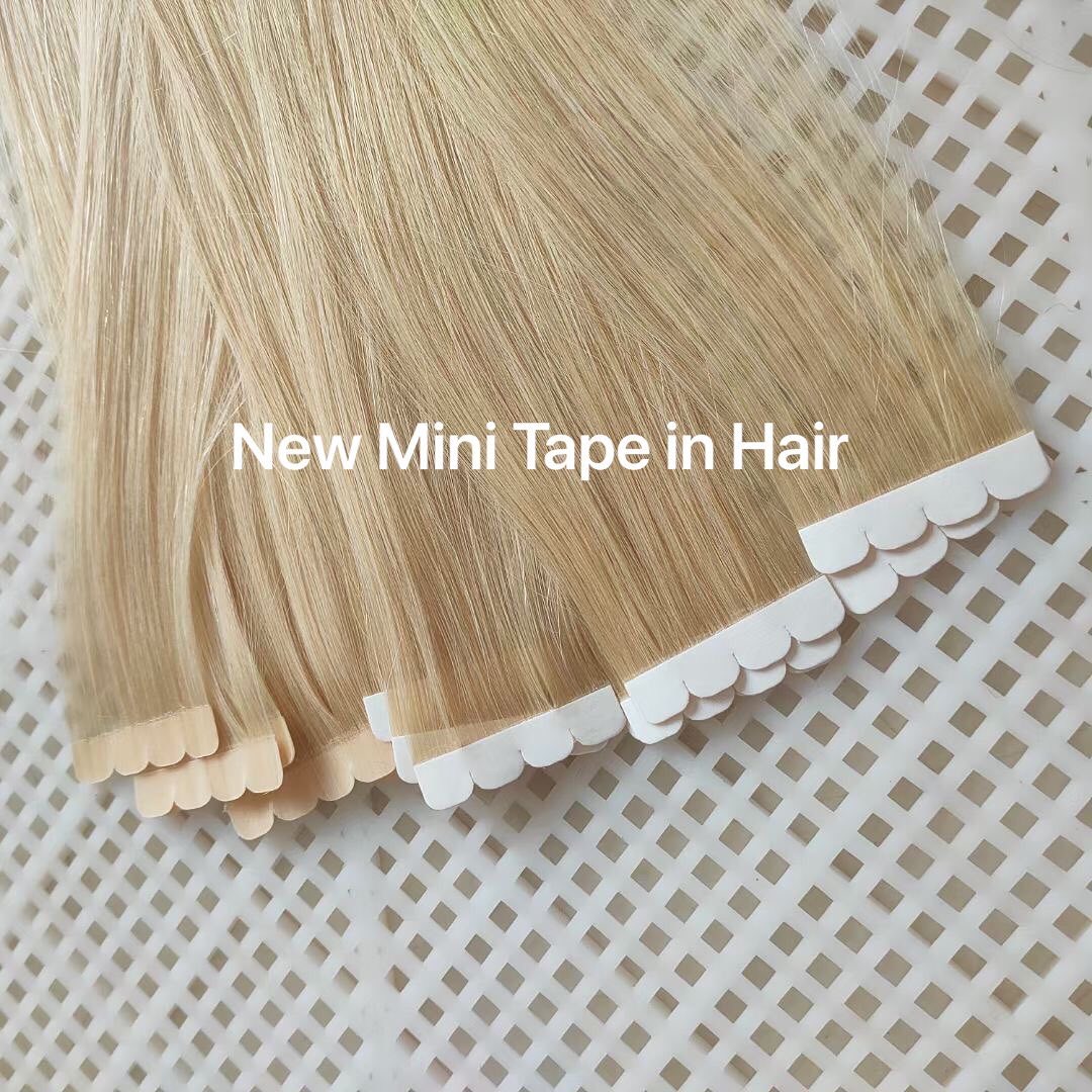 ミニテープヘアエクステンション 18 "-30" マシンレミースキン横糸粘着テープ 100% 人毛ナチュラルブラックブラウンブロンドテープ