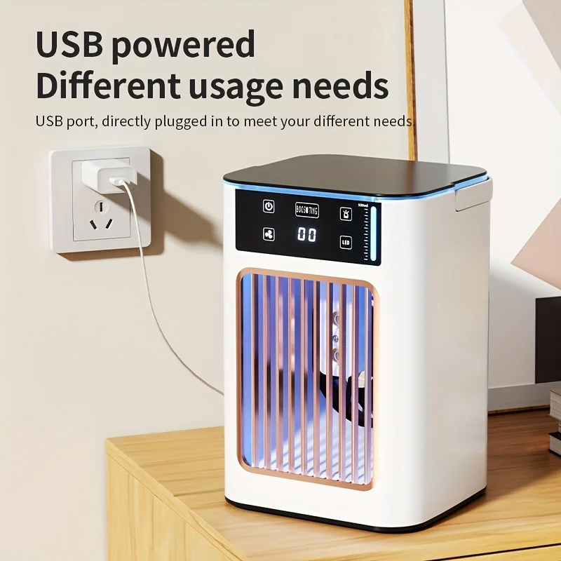 2025 新アップグレードターボチャージャーポータブルエアコンファン USB デスクトップ空気クーラー家庭用小型空気加湿器冷却ファン