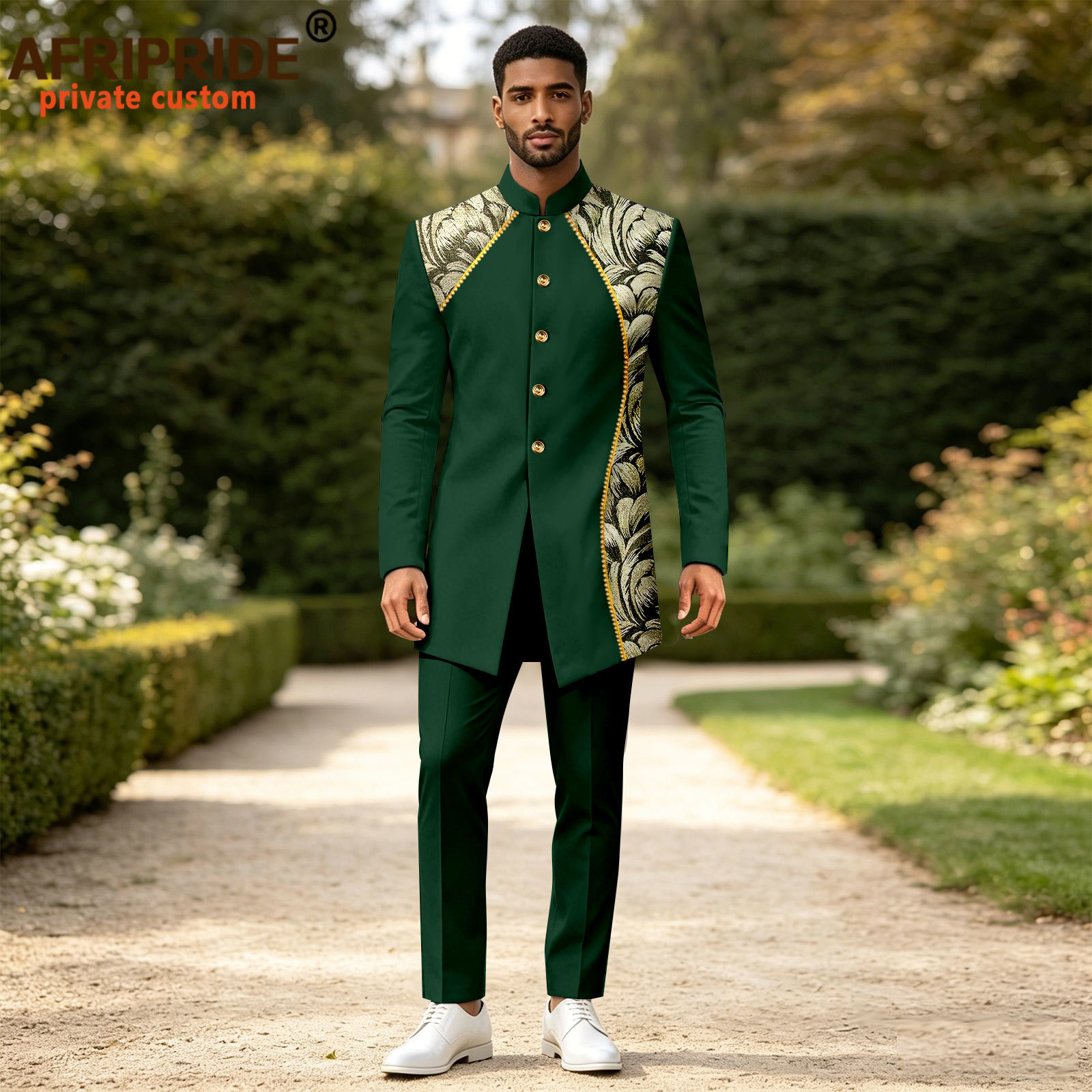 アフリカ男性用スーツクラシックファッションシングルブレストブレザーとパンツセット Dashiki パーティー結婚式イブニングスリムフィット衣装 2616086