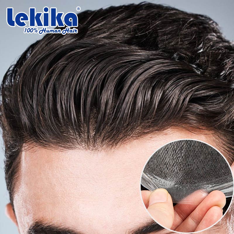 0.03 ミリメートル超薄皮かつら V ループ生え際メンズヘアプロテーゼ不可視ヘアシステム男性用 6 ''男性のかつら人毛かつら
