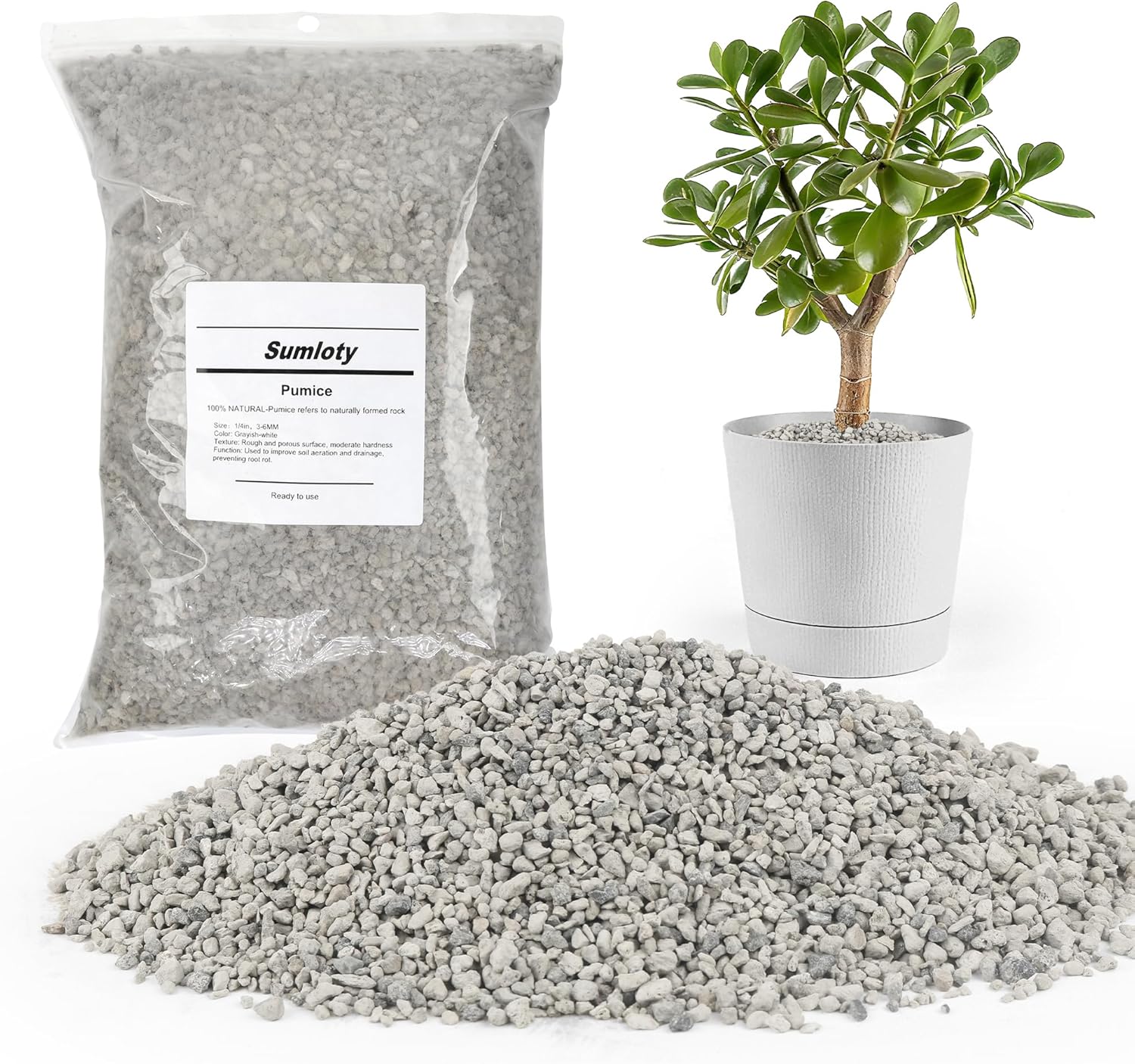Pumice for Plants, 3 Quarts (1/4 Inch) Horticultural Pumice Stone, Natural Soil Amendment for Succulent Cactus Bonsai for Orchid
