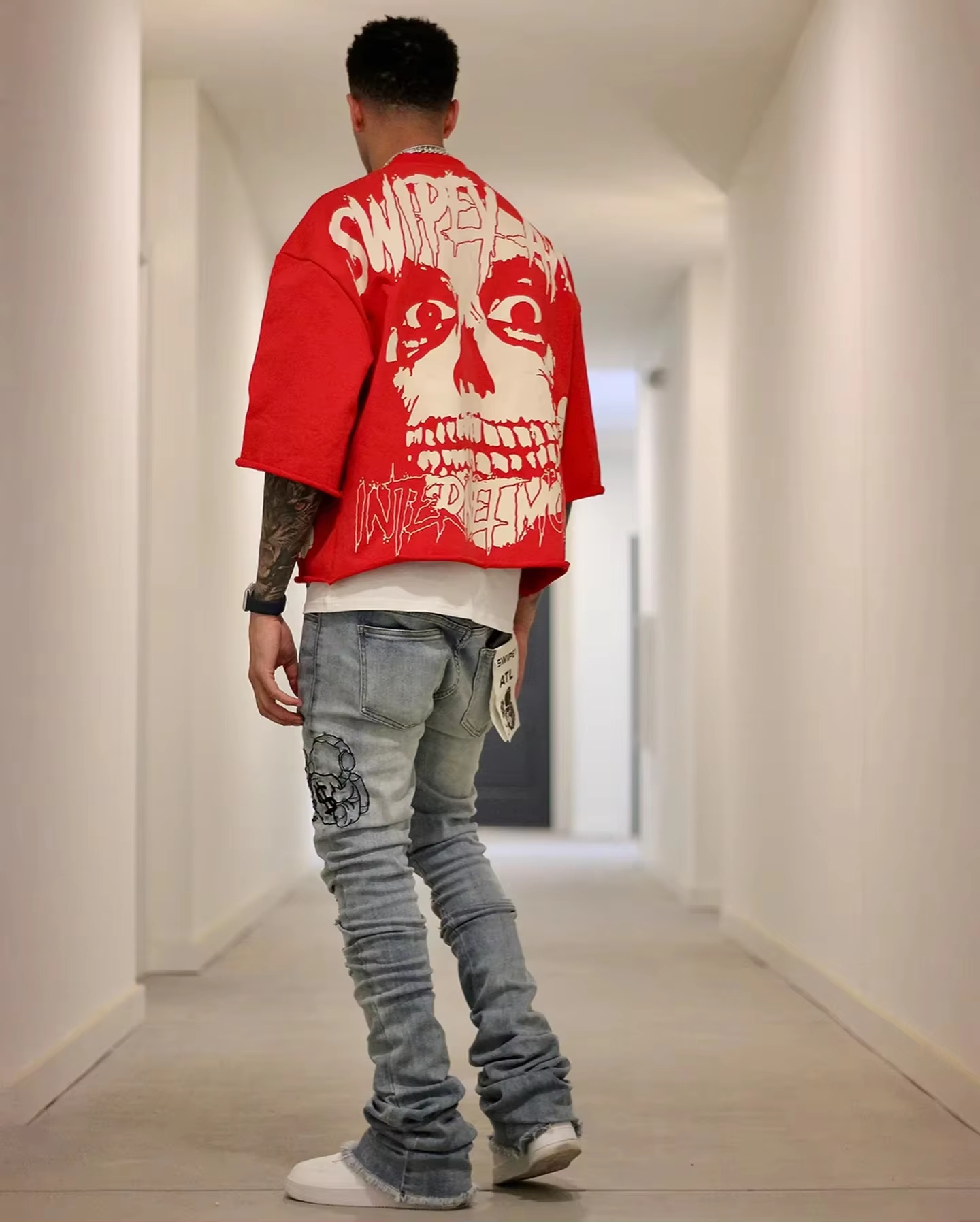 25 Summer Y2K Retro Gothic Skull Graphic Print T-shirt Men's Oversized Casual Cotton Short-sleeved T-shirt Street Top