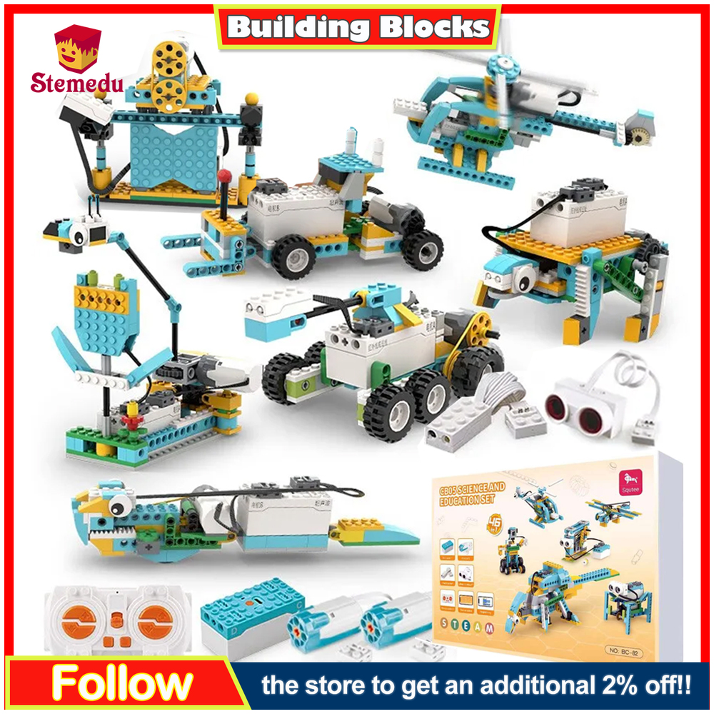 STEM 教育ビルディングブロックセット プログラマブルロボットキット ハイテクレンガスチームパズルアセンブリ 子供用 早期科学学習