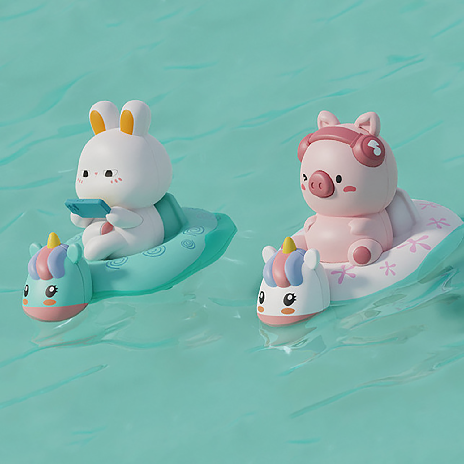 子供用水遊びチェーンウサギかわいいブタスイミングサークル時計仕掛けのボートベビーバスルームシャワーインタラクティブおもちゃ