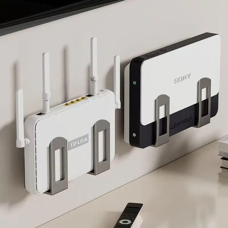 壁掛けルーターセットトップボックスオーガナイザー、調節可能なブラケット付き、WiFiデバイス収納用の多目的ケーブル管理シェルフ