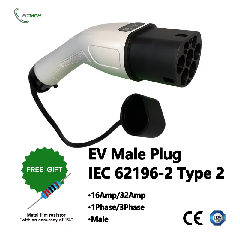 FITMPH タイプ 2 EV 充電器オスプラグ IEC 62196-2 コネクタ、防水、耐久性、取り付けが簡単、スペア交換部品