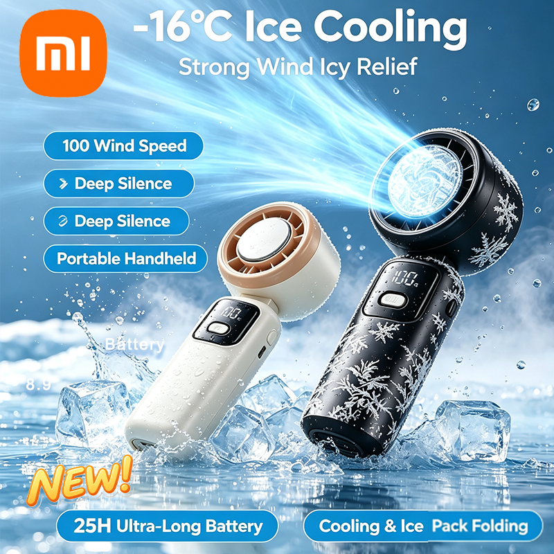 Xiaomi -16°C 氷冷却ハンドヘルドハンガブルターボ USB 充電デスクファン Fan100 スピード折りたたみ式高速冷却アイス圧縮屋外用