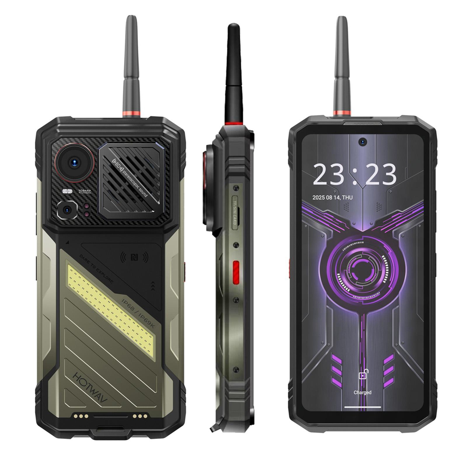 HOTWAV ハイパー 8 ウルトラトランシーバー頑丈な電話 12 ギガバイト 512 ギガバイト 6.8 "20MP ナイトビジョン 12000mAh 55 ワット Android 15 キャンプライト電話