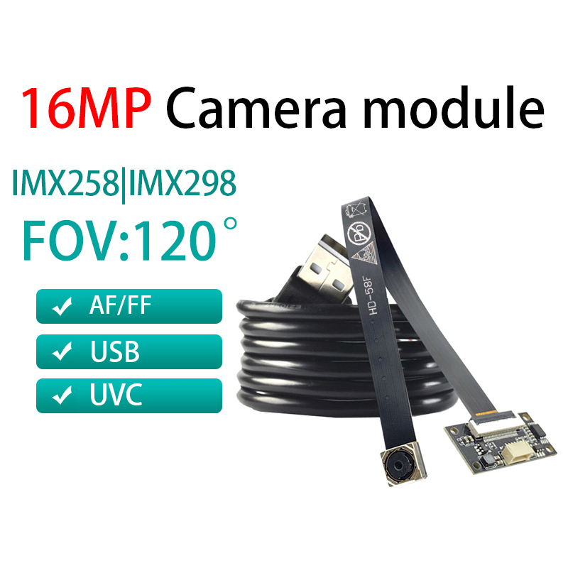 16MP 4K USB カメラモジュール CMOS IMX258 AF/FF 120 度 30FPS 広角 MJPEG IMX298 デジタルカメラ用