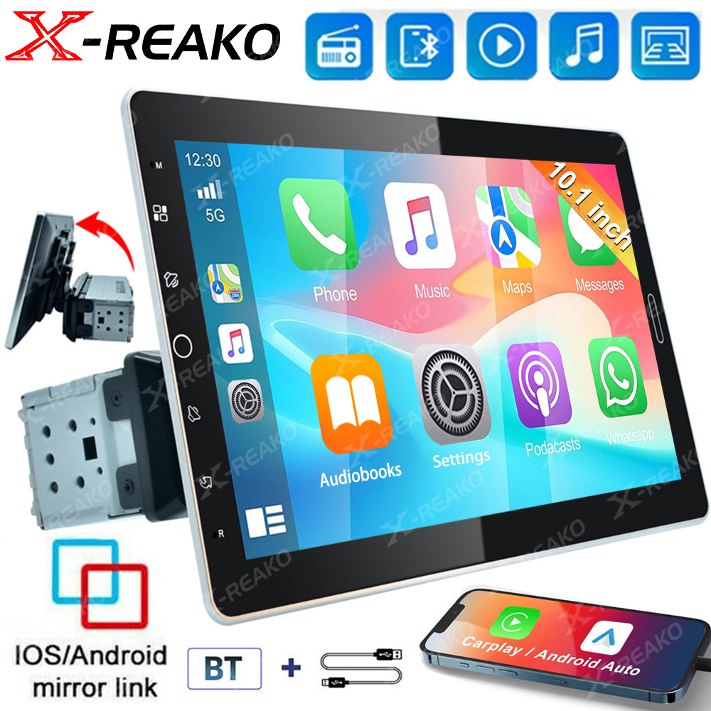 X-REAKO 1 Din 10 インチマルチメディア MP5 プレーヤー取り外し可能なタッチスクリーンカーラジオステレオ Android 自動 Carplay Bluetooth FM MirrorLink