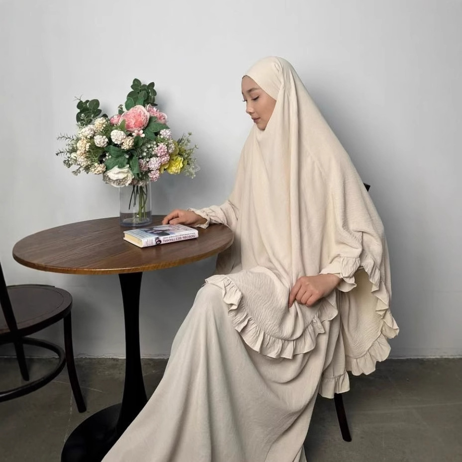 イードラマダンアバヤキマールセットイスラム教徒の女性の祈りの衣服ヒジャーブドレススカーフイスラム服ドバイトルコローブJalabiya Djellaba