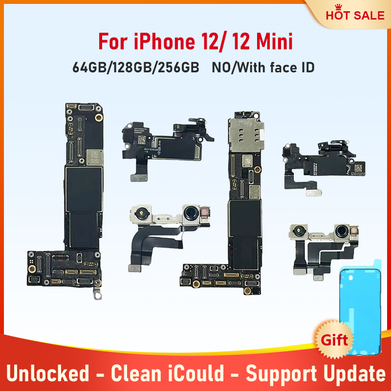 iPhone 12 Mini 64g 128g 256g 用の完全にテストされたマザーボード、Face ID クリーン iCloud ロジックボード付き Unlcoked メインボード