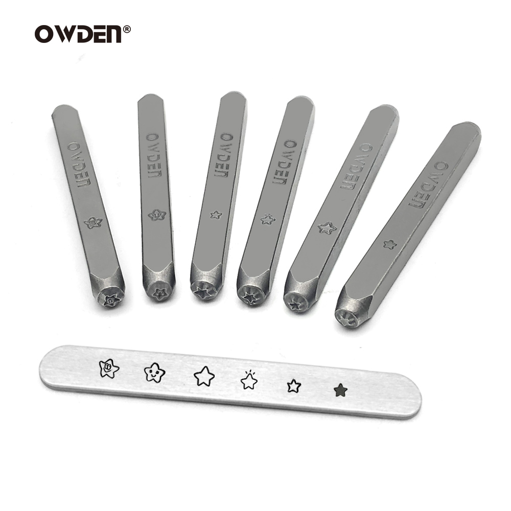 OWDEN 6 個ジュエリースタンピング鋼金属スタンプセットスターデザイン形状パンチツール DIY ツール鋼ジュエリーパンチャーセット