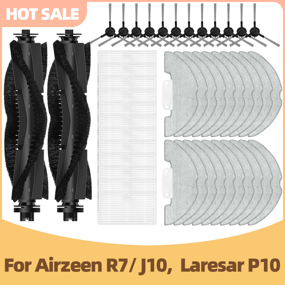 Airzeen R7/J10、Laresar P10 真空部品に対応メインサイドブラシフィルターモップクロス交換アクセサリー