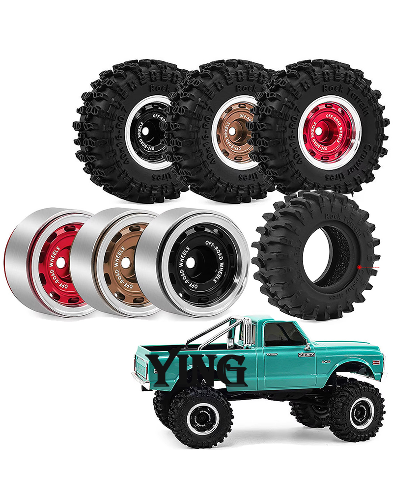 4 個 0.7 RC クローラータイヤ外径 1.57 インチソフトラバー全地形タイヤビードロックホイールリム 1/30 SCX30 1/32 ミニロックマッド RC Ca