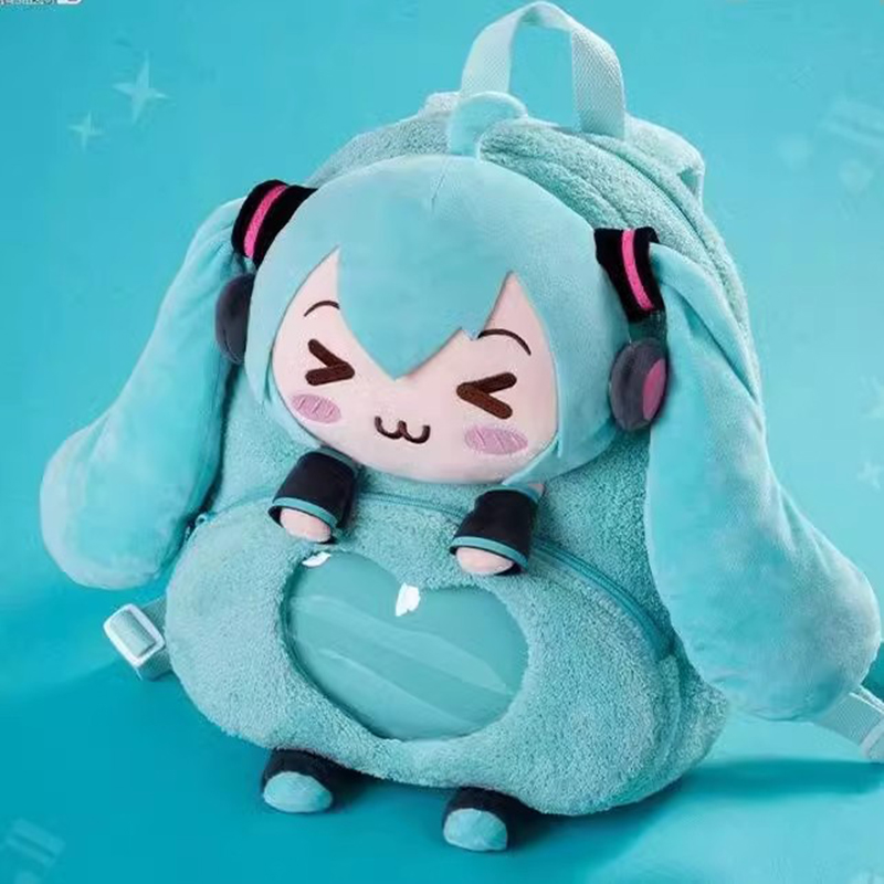 初音ミク甘くてかわいいクリエイティブアニメ画像刺繍ファッション大容量収納ソフトぬいぐるみバックパック女の子のおもちゃギフト