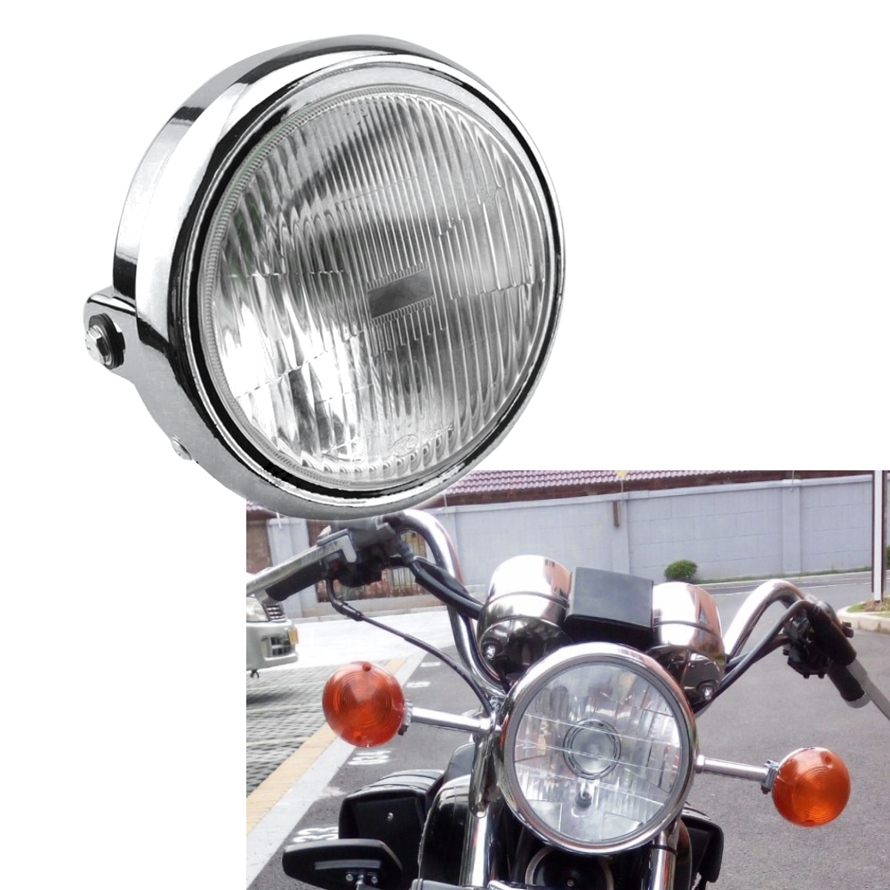 オートバイラウンドクロームフロントヘッドライトヘッドランプアセンブリホンダ CM125 125cc ヘッドランプ