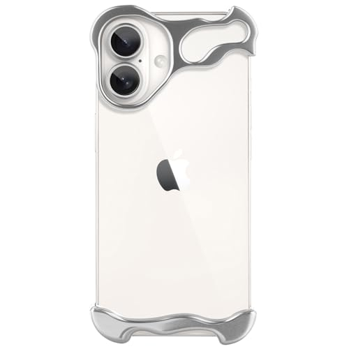 レンズレス保護電話ケース iPhone 16 用超薄型フレームレンズフィルム保護ベアアルミニウム合金耐衝撃カバー