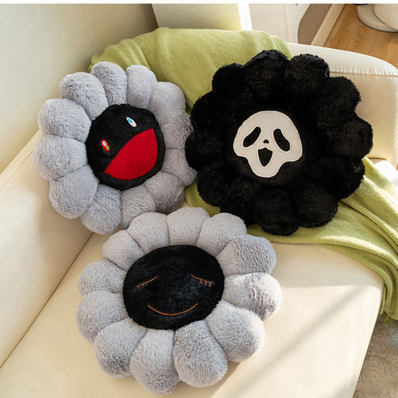 花枕クッションオフィスチェアゴースト悪魔ひまわりぬいぐるみ枕植物花びらクッションぬいぐるみ女の子のための家の装飾のギフト