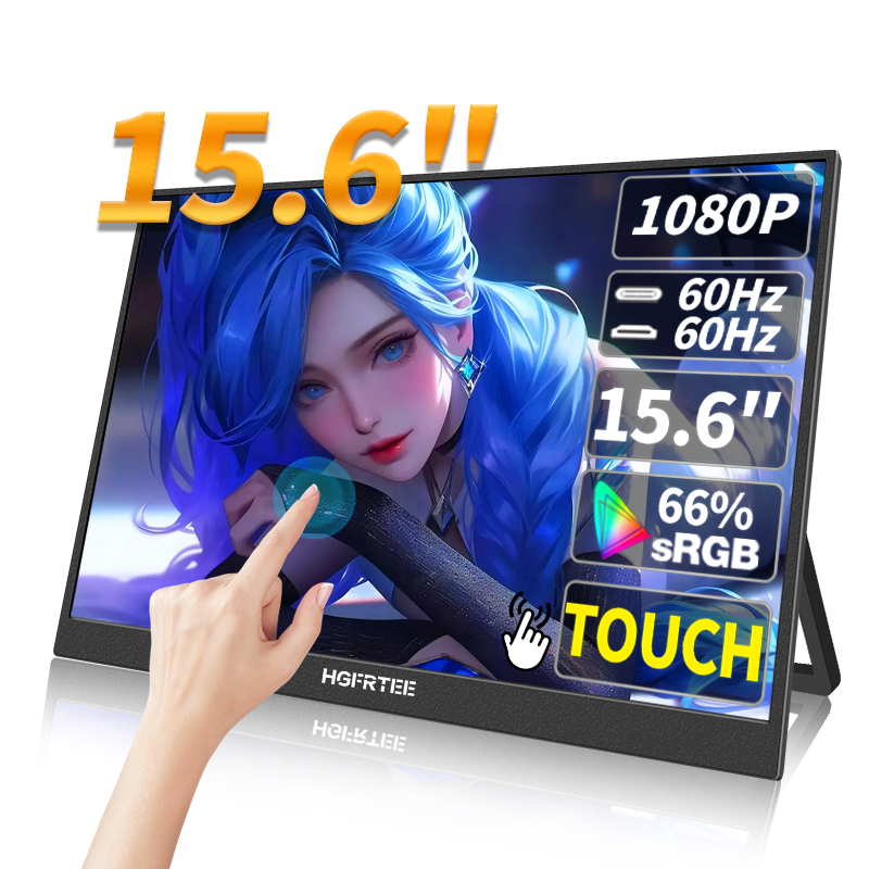 HGFRTEE 15.6 インチポータブルモニタータッチ/ノータッチオプション FHD 外部セカンドスクリーンラップトップゲーム Mac PS4/5 Xbox