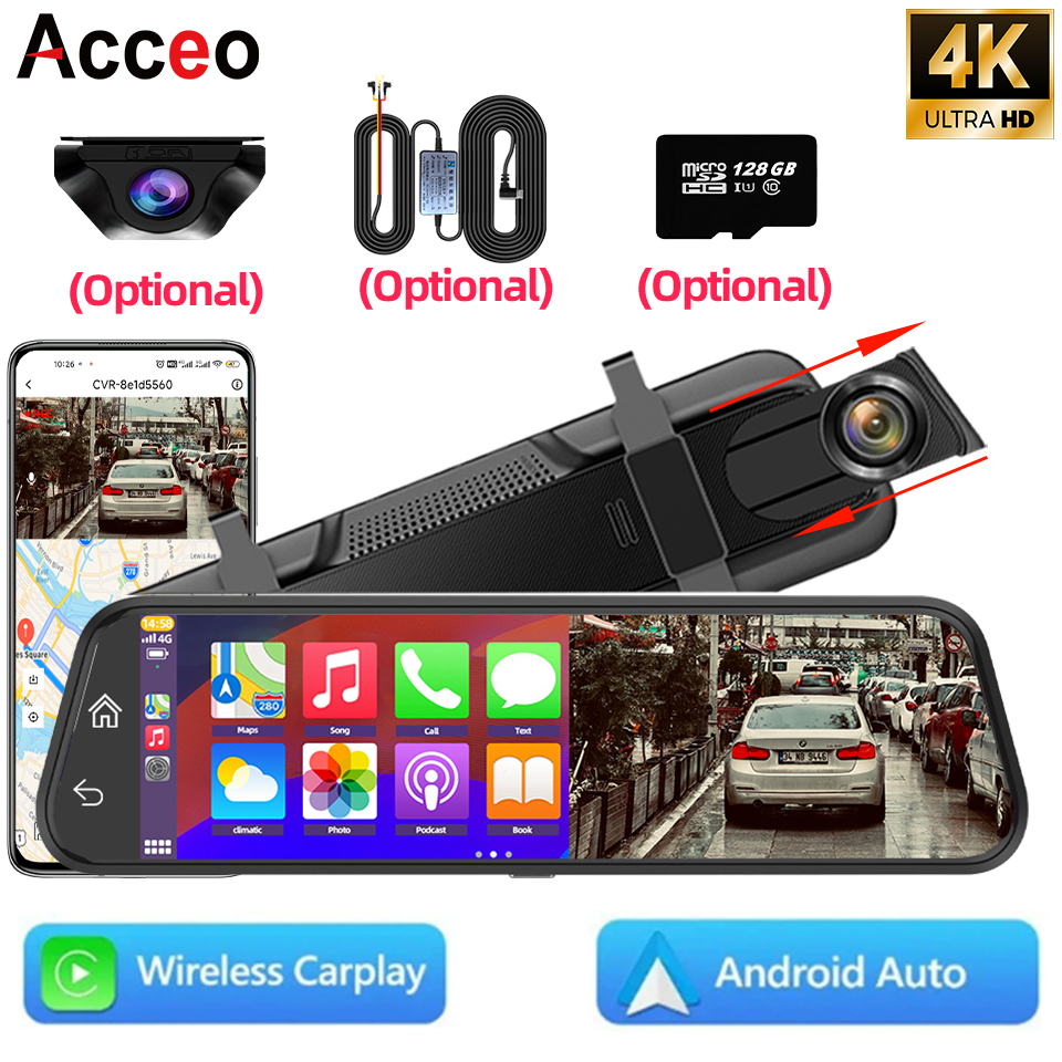 4K WiFi 車 DVR Carplay Android サポート GPS 24 時間駐車監視ダッシュカム HD ナイトビジョン車ビデオレコーダー
