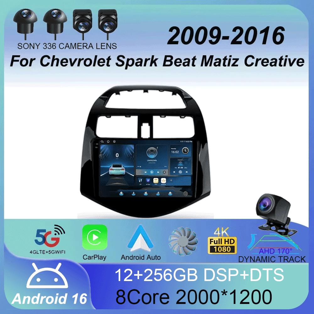 Android 16 Carplay 自動マルチメディアプレーヤー シボレー スパーク ビート マティス クリエイティブ 2009 - 2016 E53 X5 M5 2din カーラジオ ステレオ