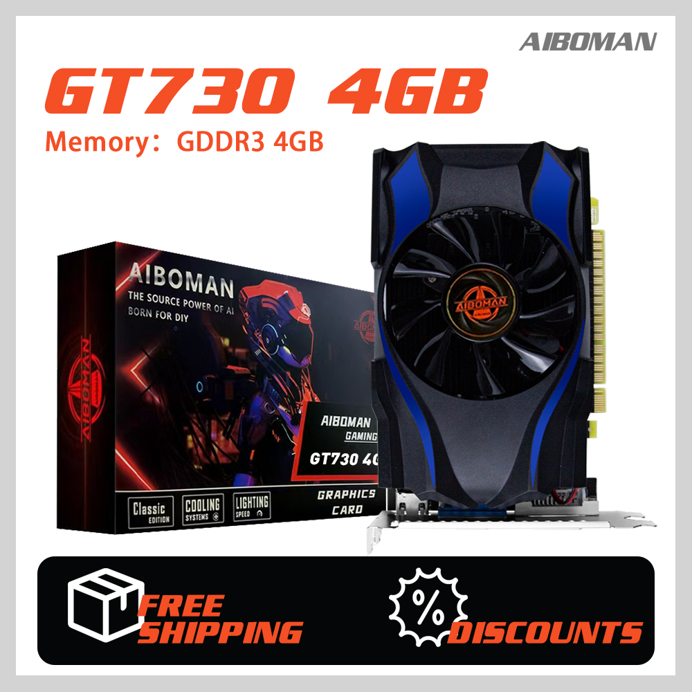 AIBOMAN GT730 4G GDDR3 ゲーミング オフィス グラフィック カード 128ビット PCI Express 3.0X16 コンピューター アセンブリ アクセサリ 映画をスムーズに視聴