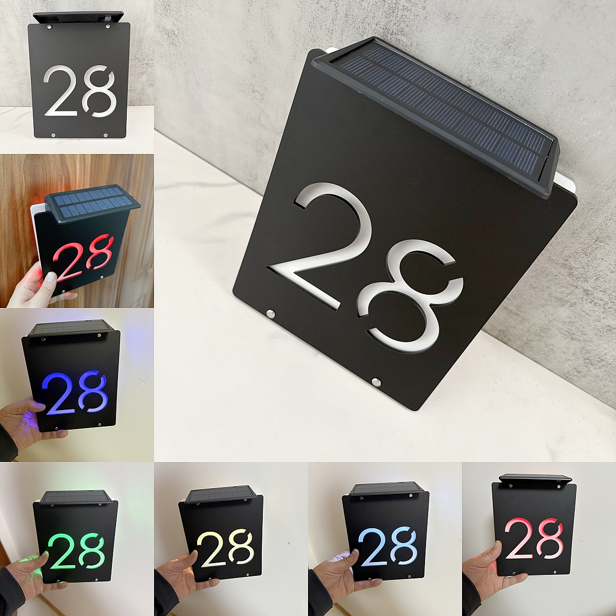 パーソナライズされたカスタム家番号屋外太陽光発電アクリル 3D カット家族ドアサイン LED 外装家番号住所プラーク
