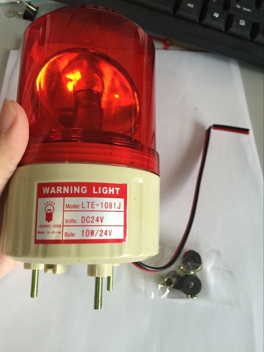 DC 24V ブザー音 赤色回転工業用信号塔警告灯