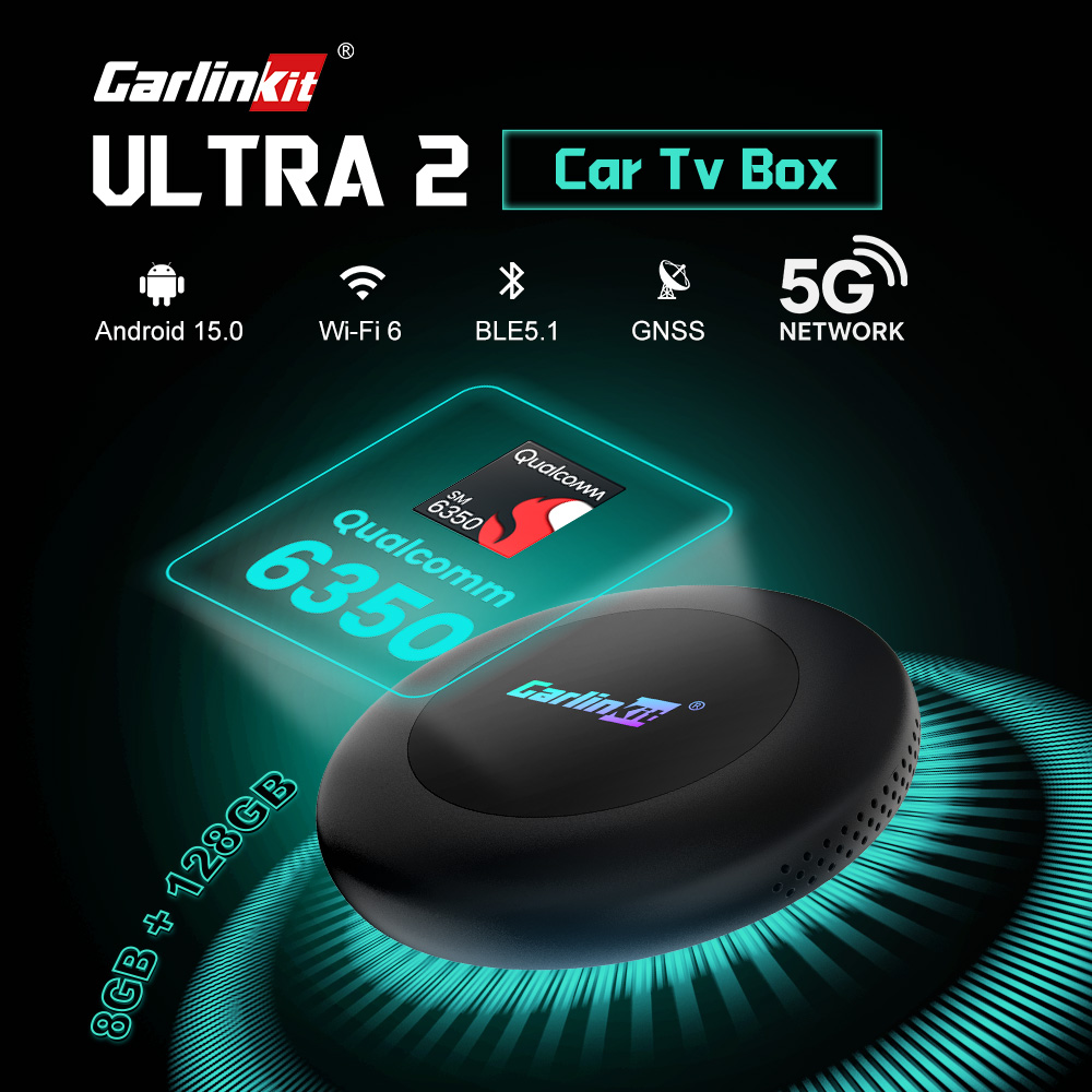 CarlinKit Ultra2 ボックス Android 15.0 SM6350 テレビボックス CarPlay ワイヤレス Android 自動ワイヤレスアダプターサポート Youtube Netfilx IPTV GNSS