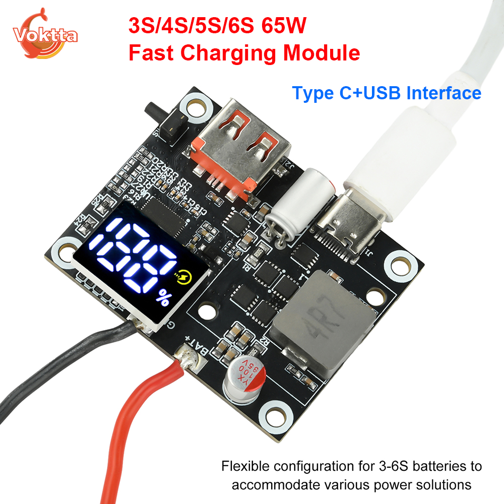 3S/4S/5S/6S 65 ワットパワーバンク急速充電モバイル電源モジュール回路基板 DIY マザーボード双方向タイプ C USB インターフェース