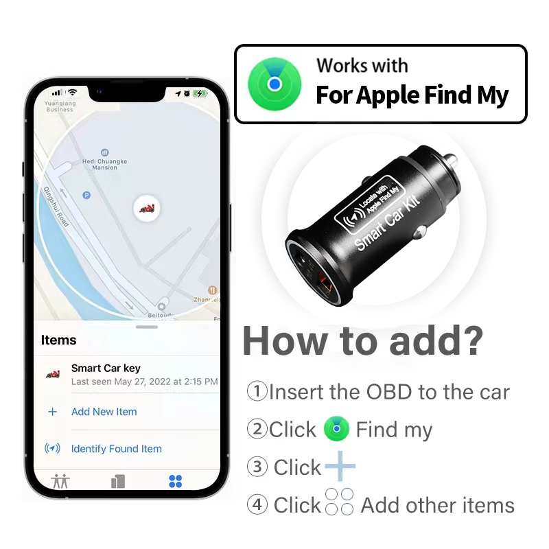 車の充電 GPS ロケーター トラッカー 20 ワット USB 電話充電器急速充電タイプ C QC3.0 iPhone で Find My Apple 公式アプリ