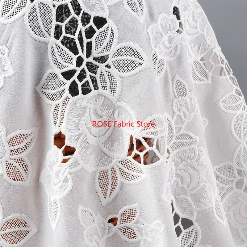 3D花中空刺繍純綿生地、スカート、サマードレス、テーブルクロス、子供服、DIYカッティング生地
