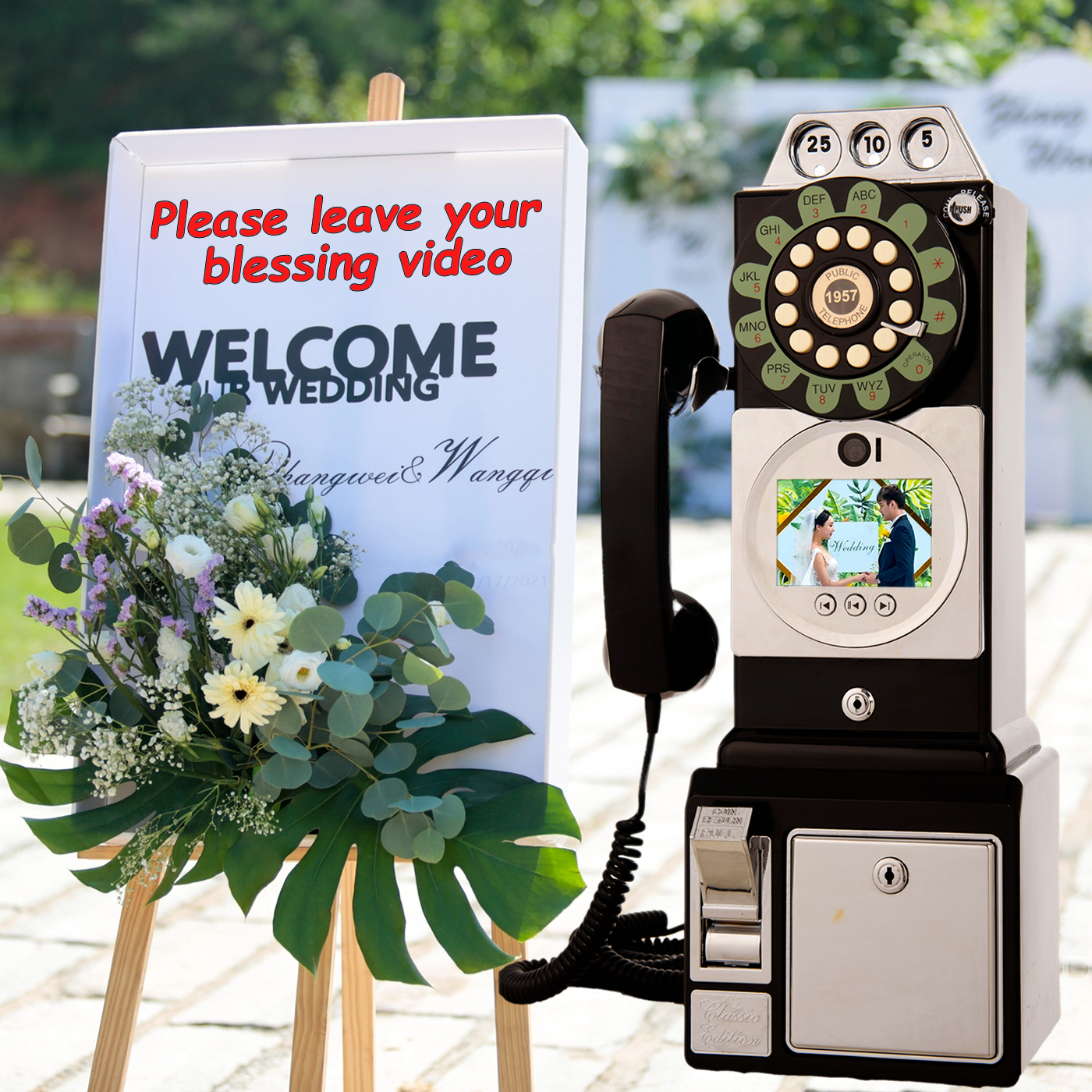 音声ビデオメッセージブック電話結婚式ゲストビデオ祝福サインインブック新しいファッションオーディオ電話ビデオレコーダーゲストブック