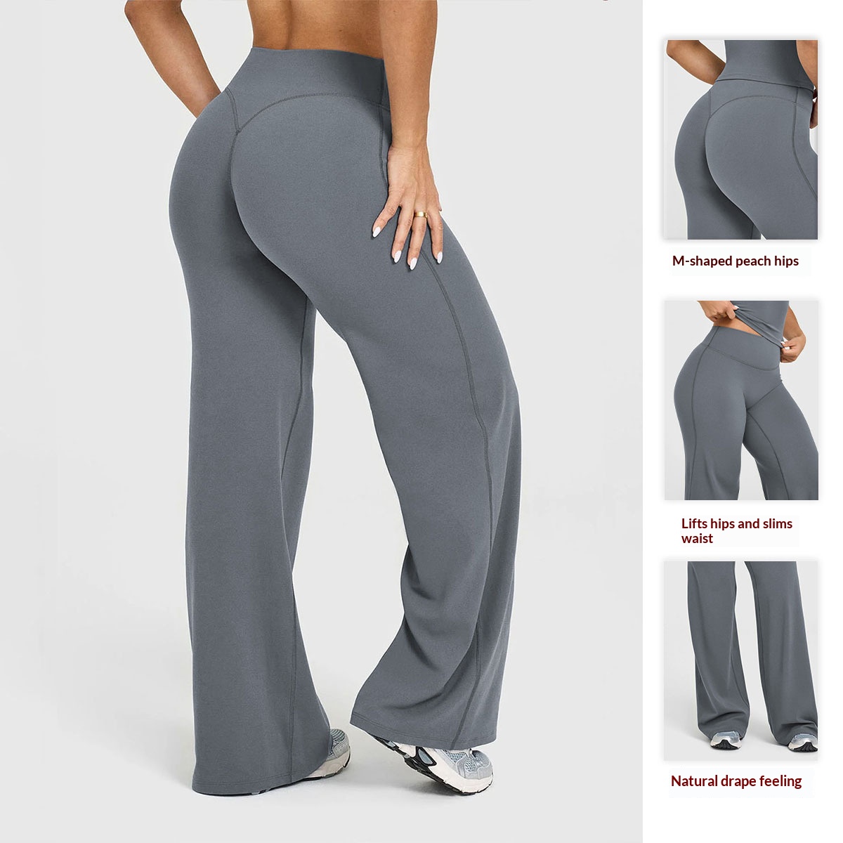 女性用ハイウエストストレートレッグヨガパンツ、裸の感覚バットリフティングルーズフィットワークアウトパンツ、スリミングジムパンツ