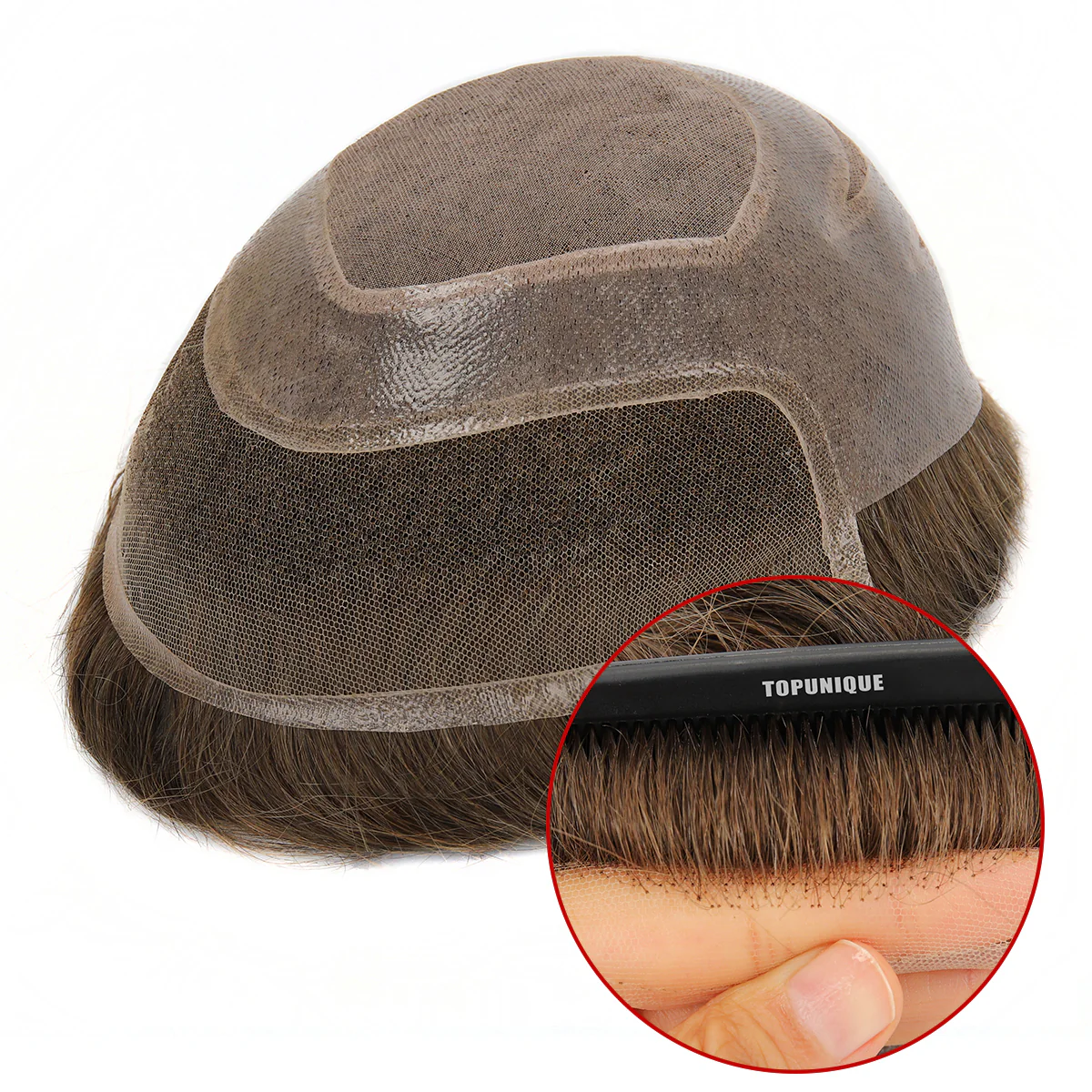 TUM03 Classic Mono Hair System for Men 130% Density Indian Remy Human Hair Durable Breathable Hair Toupee Hair Piece