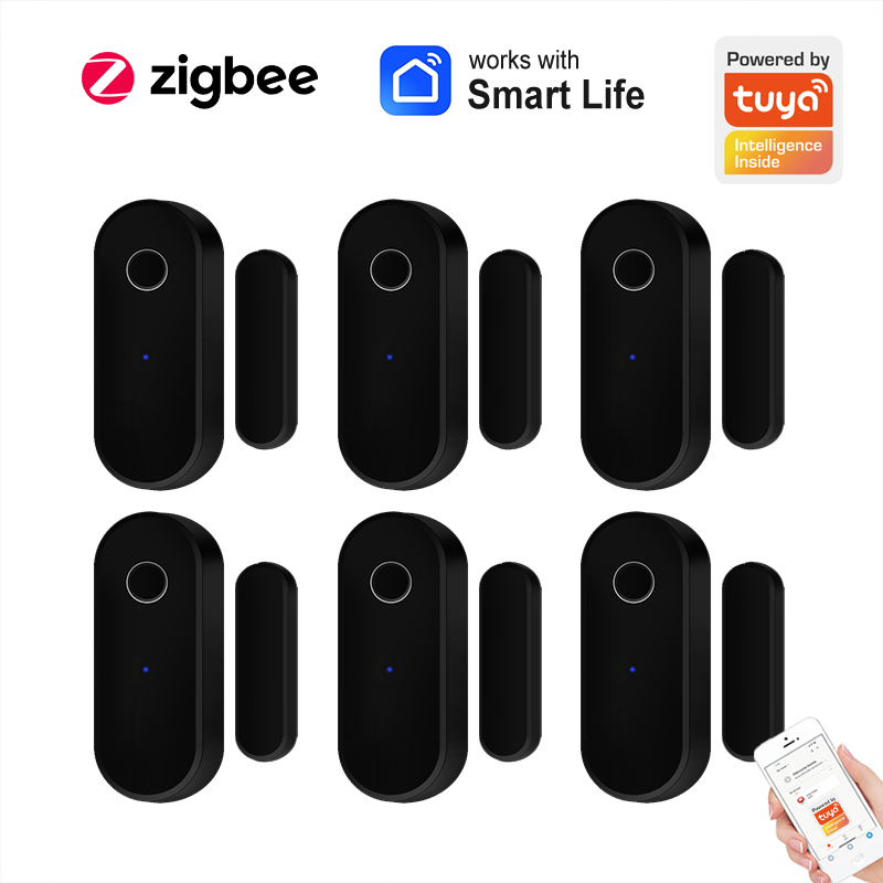 Tuya スマート Zigbee ドアセンサードア窓開閉検出器ブラックスマートホームセキュリティシステムゲートウェイスマートライフアプリと連携