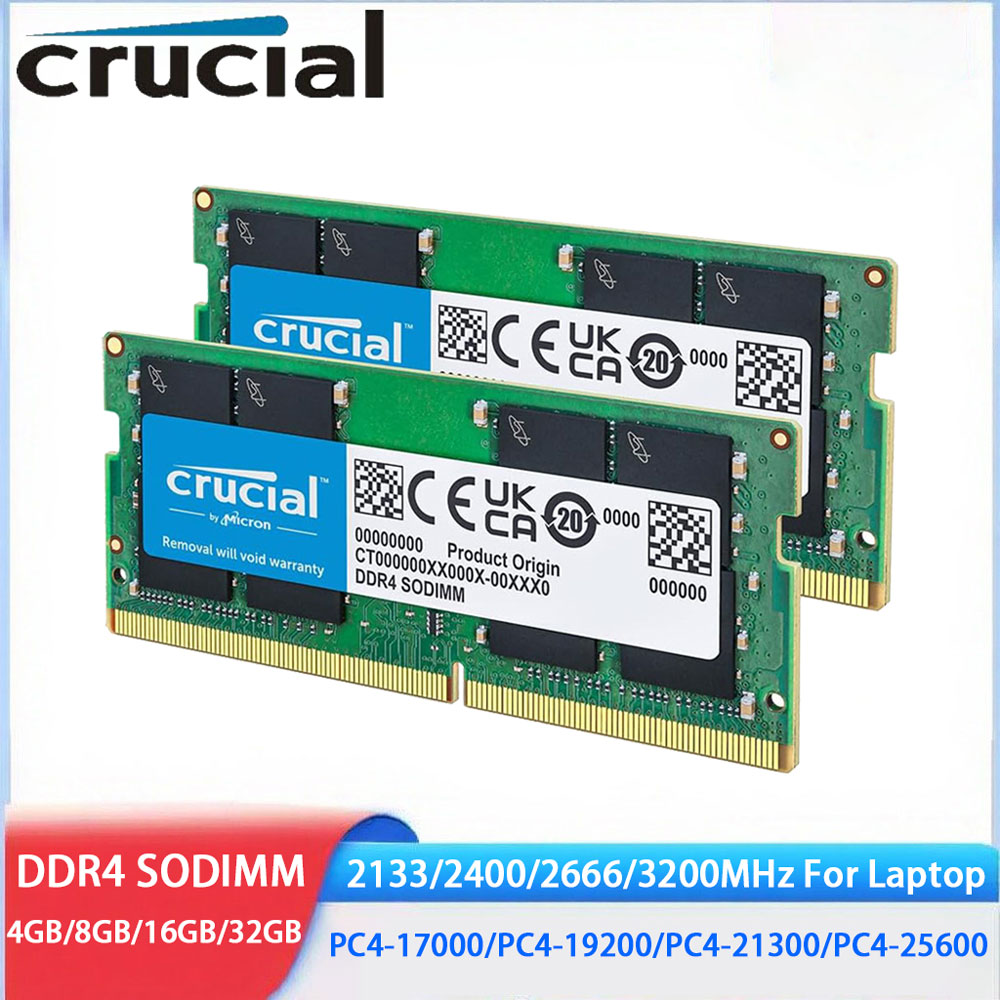 Crucial DDR4 RAM 16GB 32GB 4GB 8GB 3200MHz 2133 2400 2666MHz ノートパソコン用メモリ SODIMM PC4-25600 21300 19200 17000 Intel&AMD対応