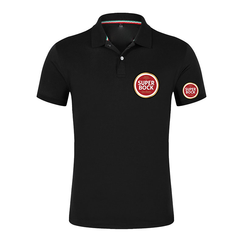 メンズ半袖ポロシャツ SUPER BOCK SABOR AUTENTICO ロゴプリント 2026 コントラスト襟デザイン カジュアル ビジネス ゴルフ Tシャツ