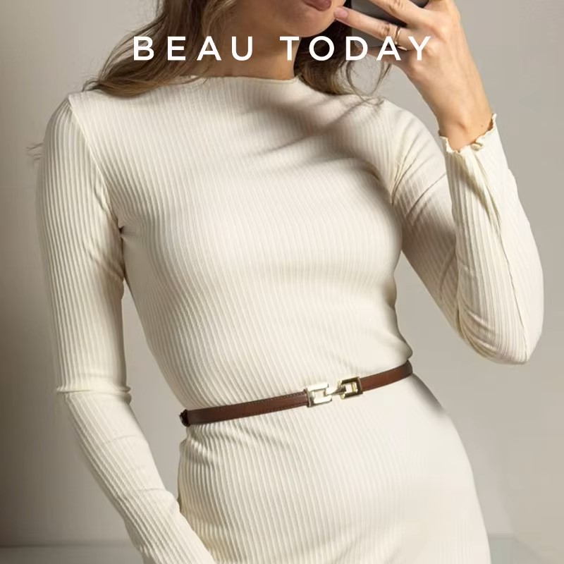 BEAUTODAY ブラウンベルト女性本革ソリッドスレンダーレディースデザイナージーンズドレスブランドアクセサリーウエストバンド 91092