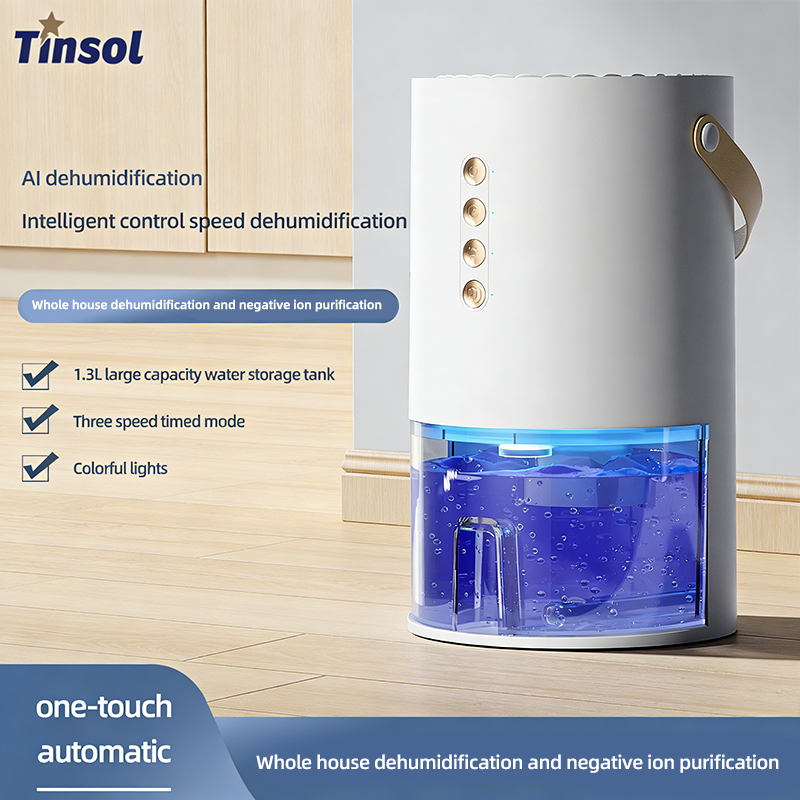 TINSOL 1300ml スマートマイナスイオン除湿機、湿気、カビ、湿気を除去、省エネタイマー、エアドライヤー