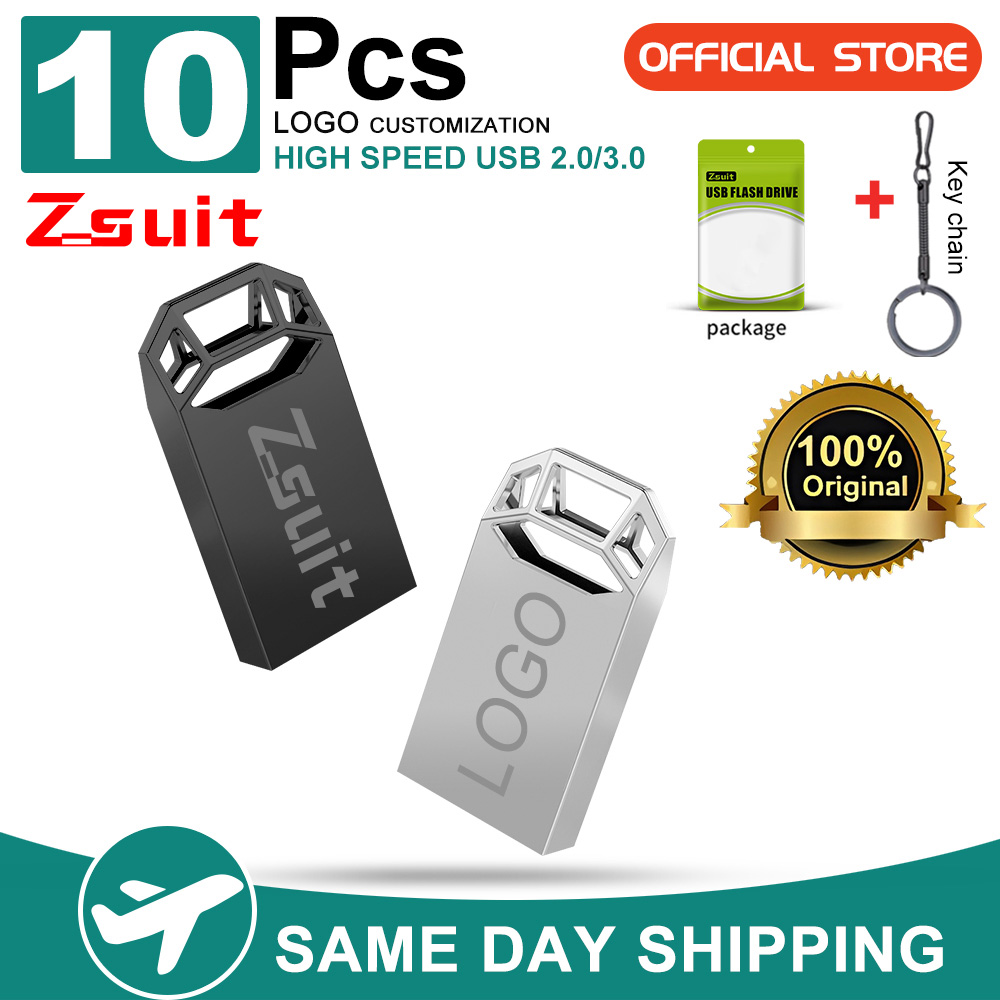 Zsuit 10 ピース/ロットメタル 2.0/3.0 USB フラッシュドライブ 32 ギガバイト 16 ギガバイト 128 ギガバイトペンドライブ 64 ギガバイトカスタムクリエイティブギフトメモリスティック 8 ギガバイトミニ U ディスク