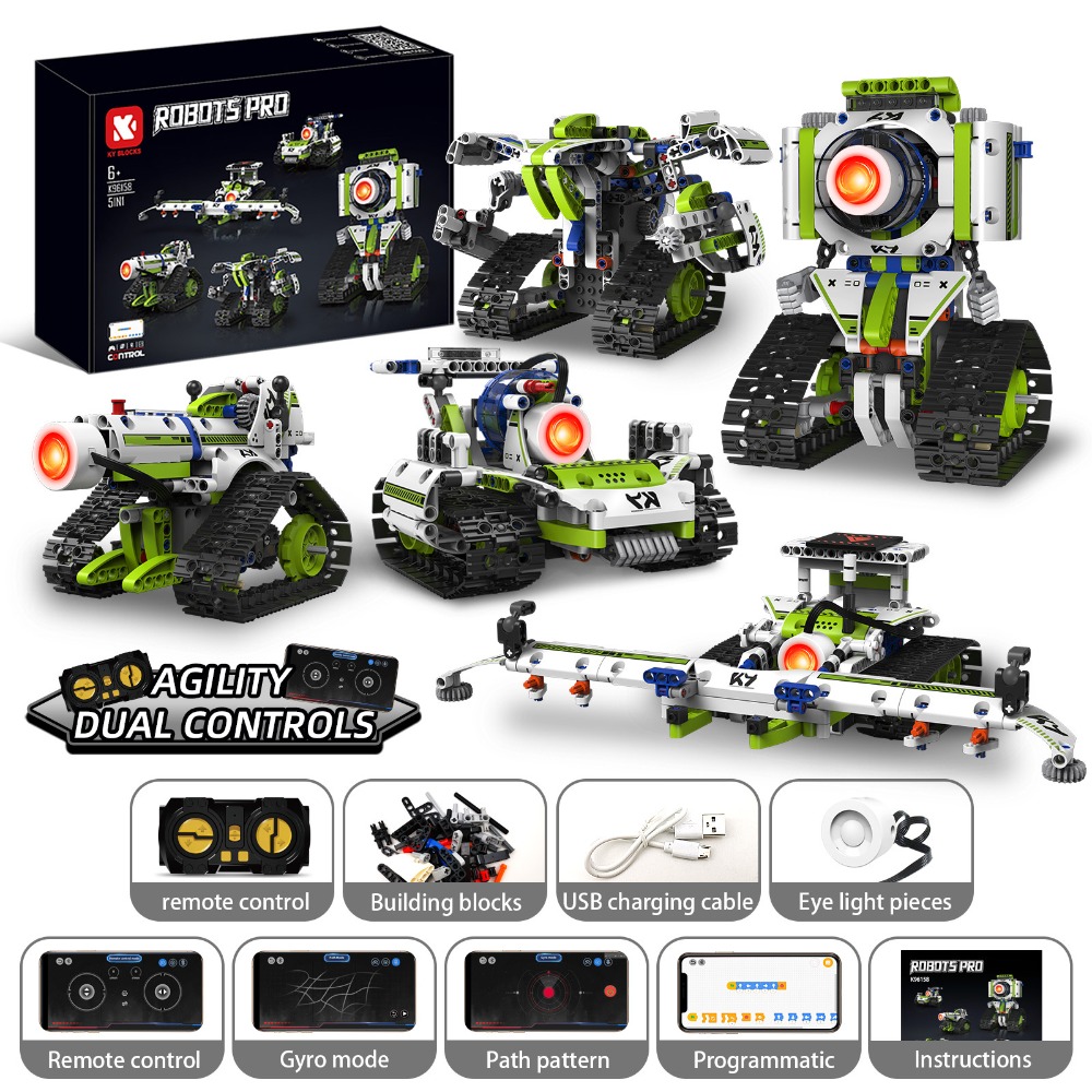 K96158 337 個 5-in-1 電気リモコンプログラマブルロボットビルディングブロック STEM 教育コーディングおもちゃデジタルディスプレイ付き