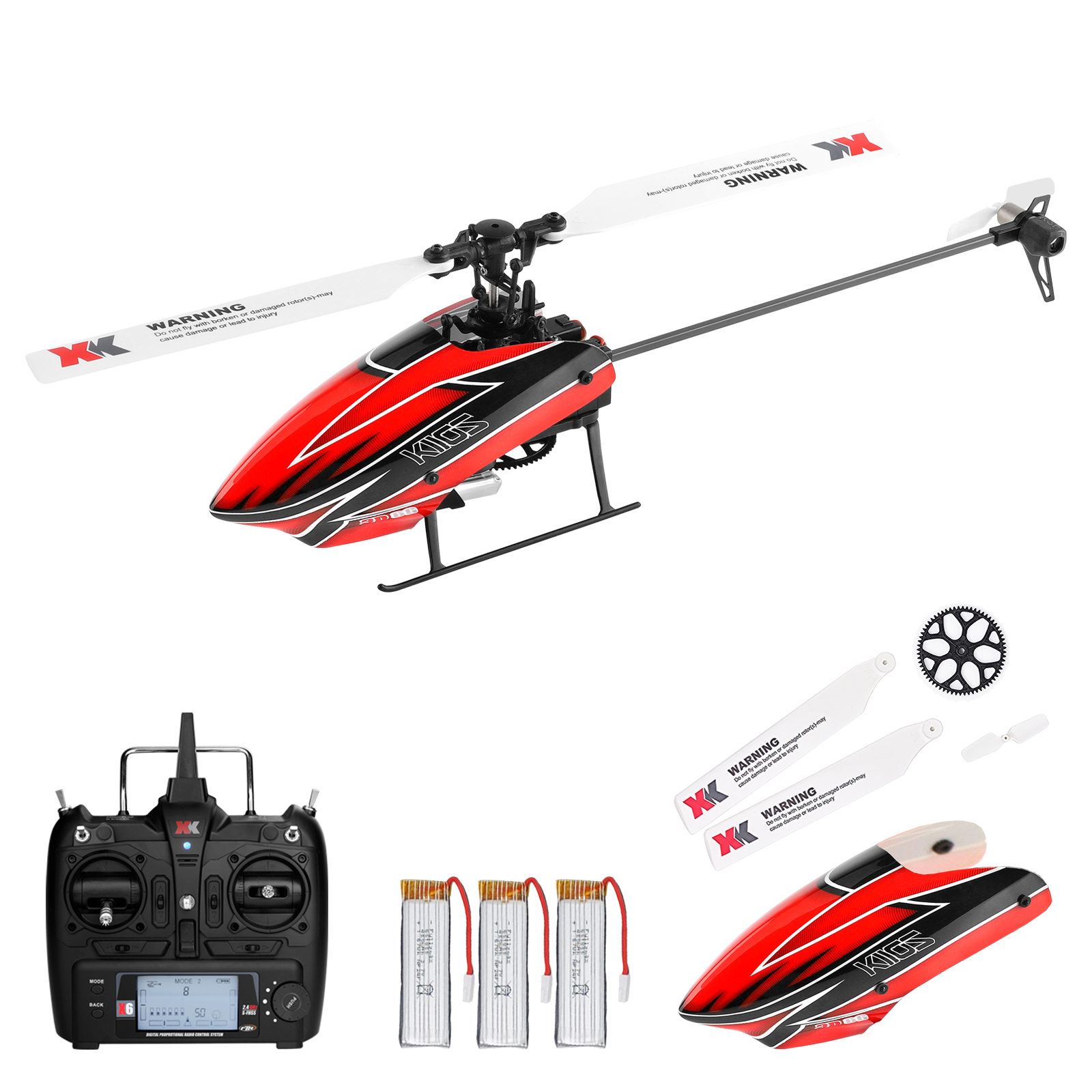 WLtoys K110S 大人用 RC ヘリコプター、3D/6G モード、6 チャンネルミニリモコンヘリコプター、ブラシレスモーター、バッテリー 3 個付き