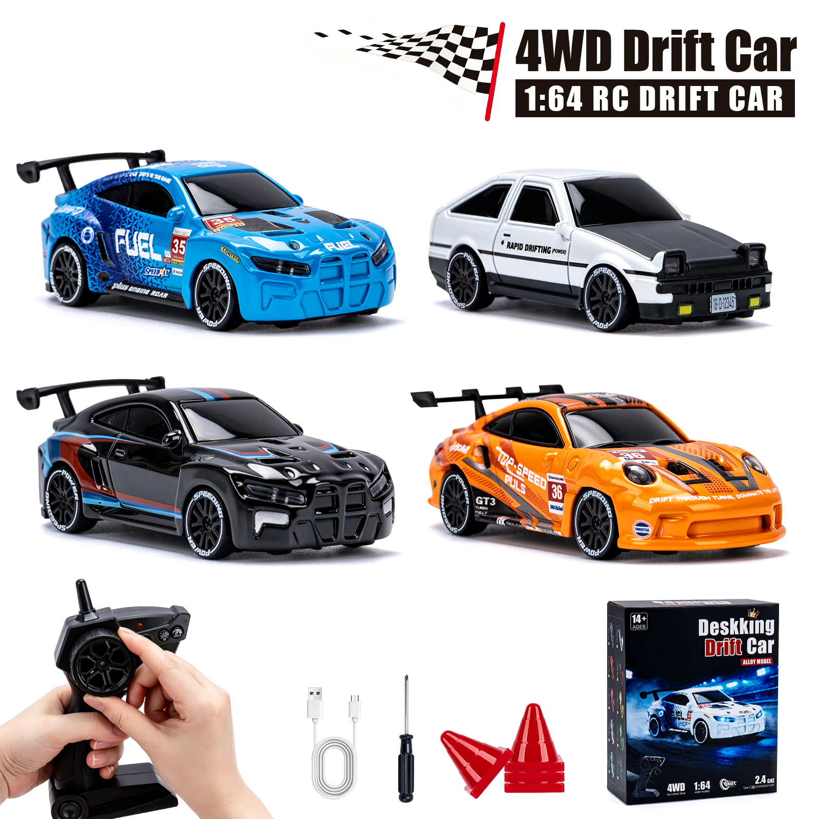 1/64 高速ドリフト RC カーミニレーシングモデルライト 2.4 グラム 4WD リモートコントロール車車デスクトップフルプロポーション車ギフト
