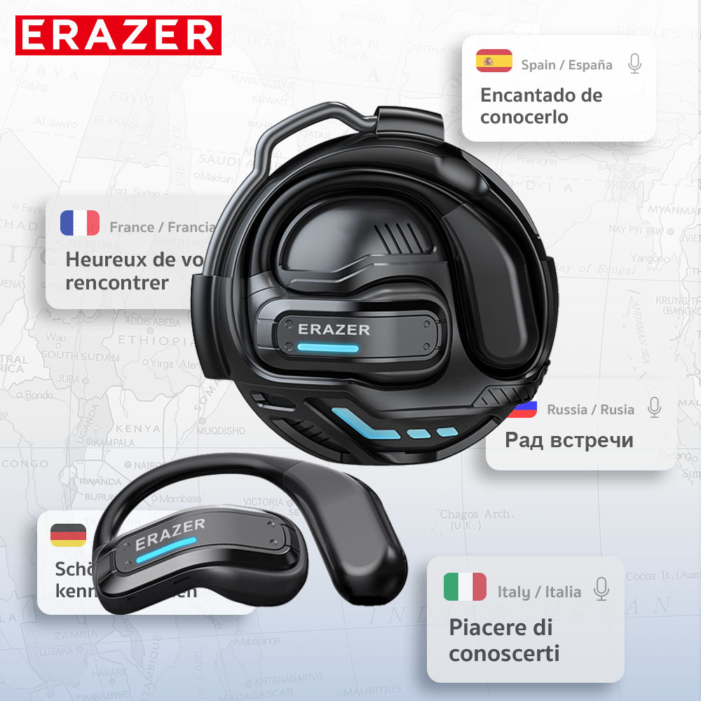 ERAZER X8 AI 翻訳イヤホンゲーム Bluetooth 5.4 ワイヤレスヘッドフォン低遅延 HD 通話イヤホンマイク付き防水